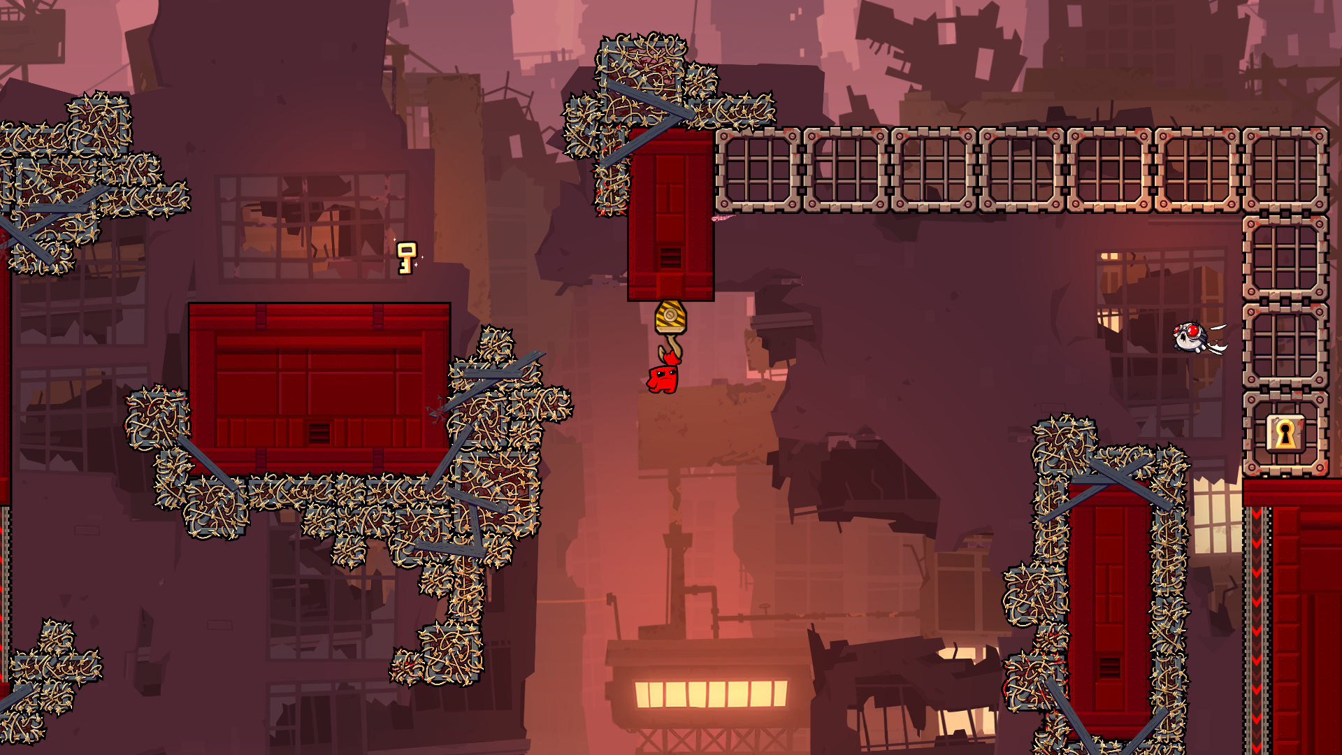 Super Meat Boy Forever boss fight screenshot